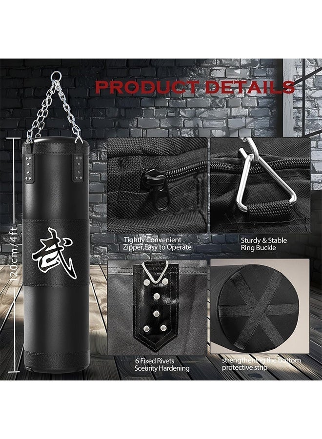 Arabest Punching Bag for Adults, 4ft Heavy Boxing Bag Set with 12oz Boxing Gloves, MMA Karate Kickboxing Boxing Home Gym Martial Art - Unfilled（Black） - Image 2